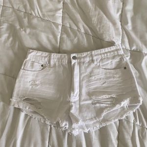 Forever 21 distressed white jean shorts